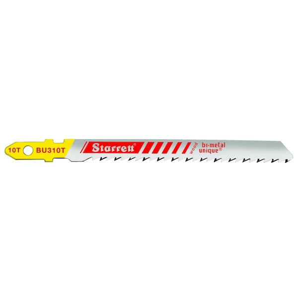 Starrett Wood Cutting, Unified Shank, Bi-Metal Unique, Jig Saw Blades, 3" X 5/16 X .050 X 10 Tpi, 5Pk BU310T - main